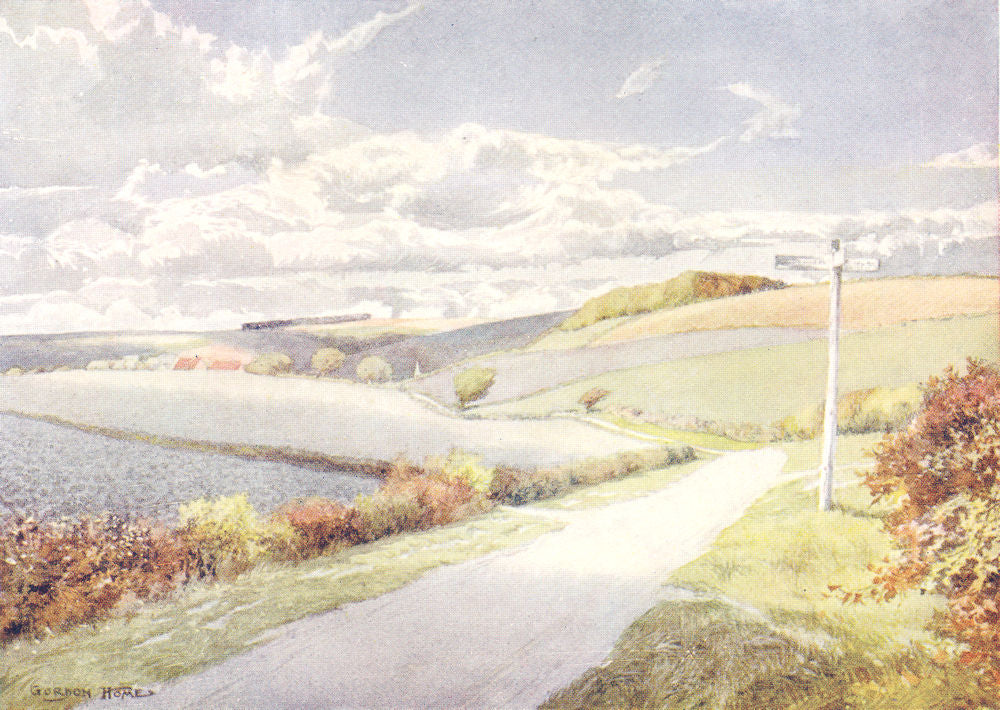 YORKS. Among the Wolds 1908 antique vintage print picture